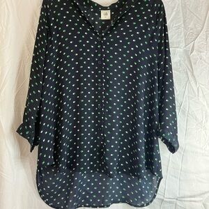 CAbi Black and Green Patterned Blouse